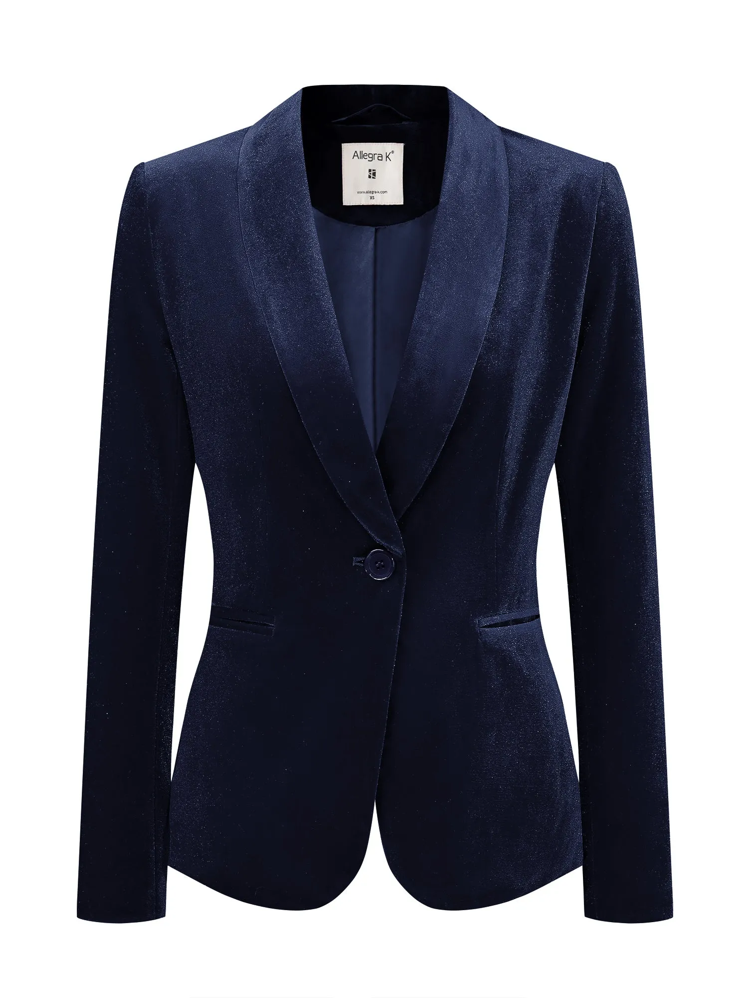 Solid Shawl Collar Single Button Velvet Blazer sold by Allegra K product image thumbnail 5