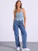Backless Denim Halter Neck Waistcoat Vest sold by Allegra K