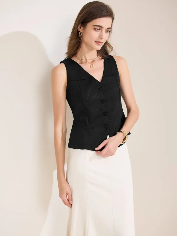 Sleeveless Button Down Business Waistcoat Vest sold by Allegra K