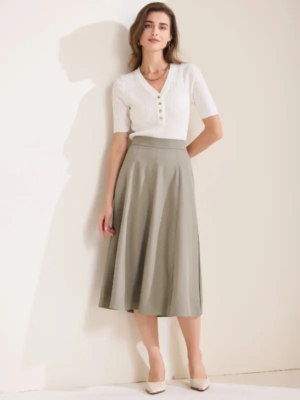 A-Line High Waist Office Work Midi Flared Skirt sold by Allegra K
