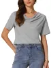 Cowl Neck Short Sleeve Casual Stretchy Blouse sold by Allegra K