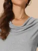Cowl Neck Short Sleeve Casual Stretchy Blouse sold by Allegra K