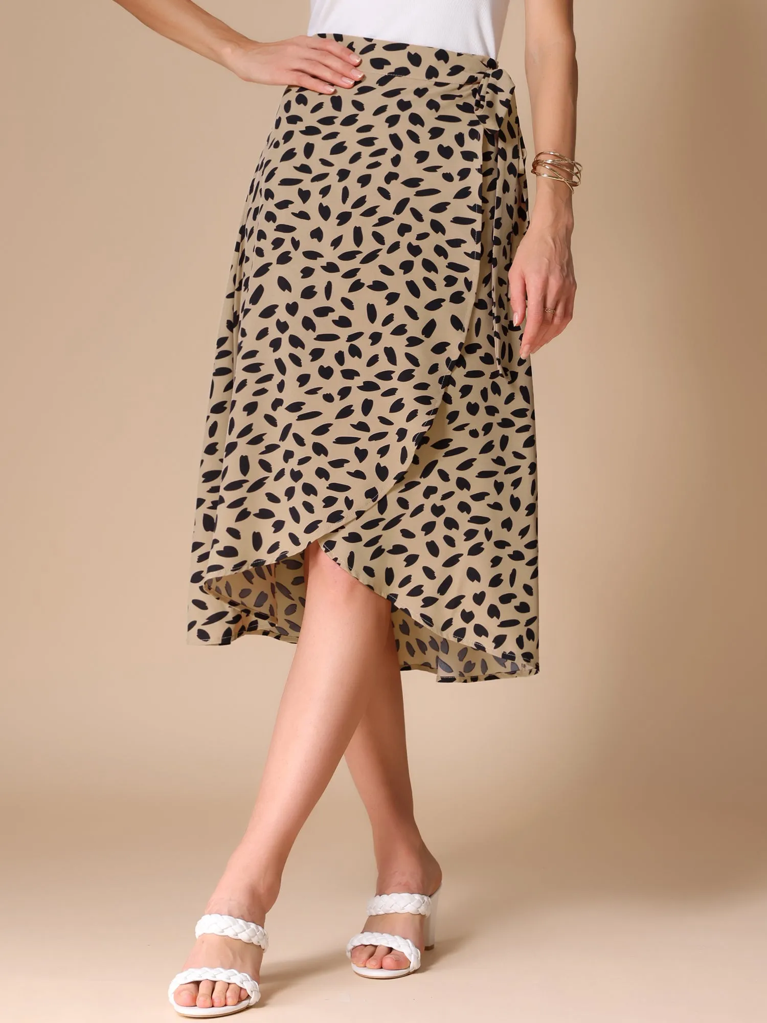 Printed Midi Tie Front Split Floral Wrap Skirts sold by Allegra K product image thumbnail 2