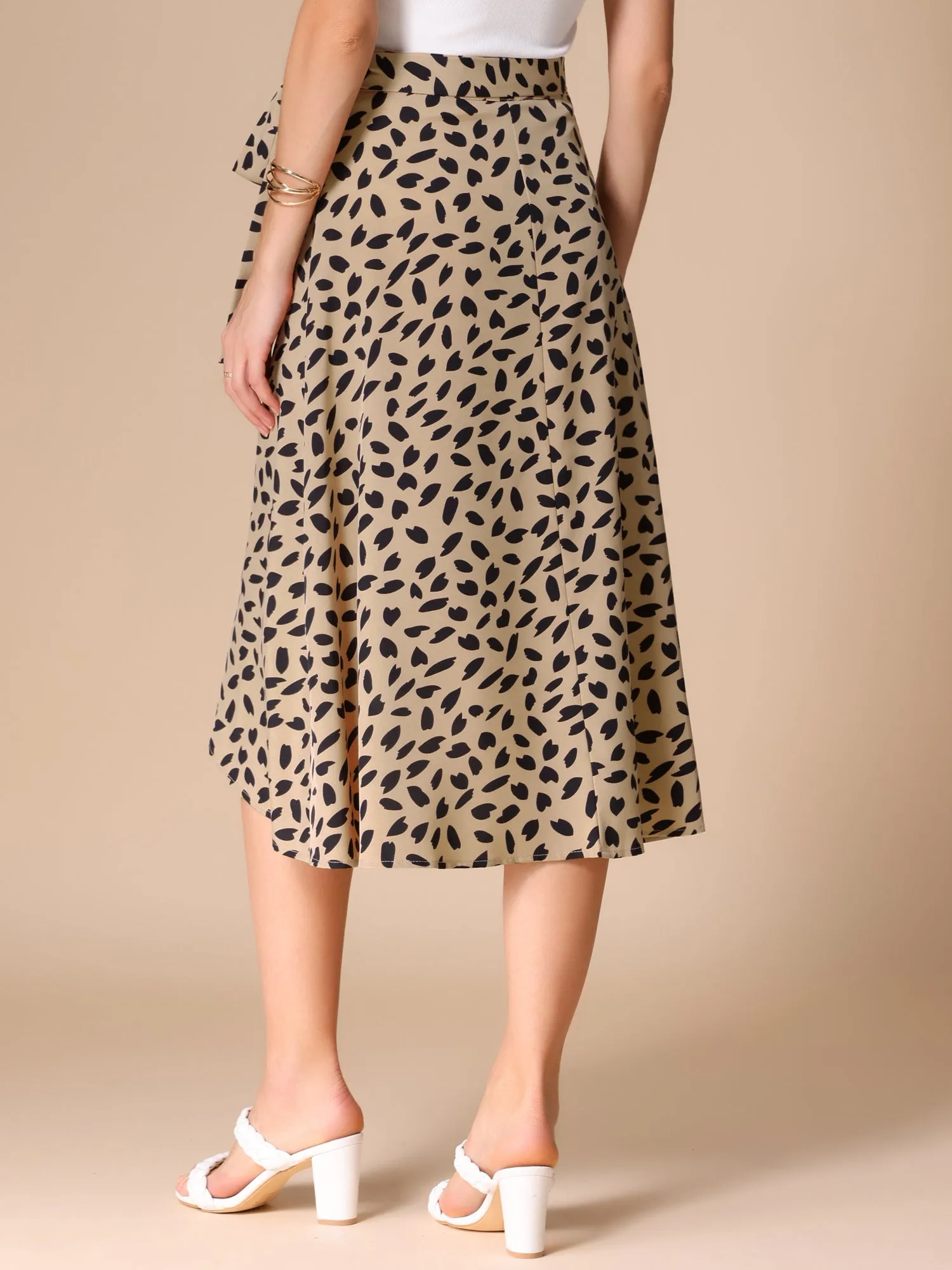 Printed Midi Tie Front Split Floral Wrap Skirts sold by Allegra K product image thumbnail 3