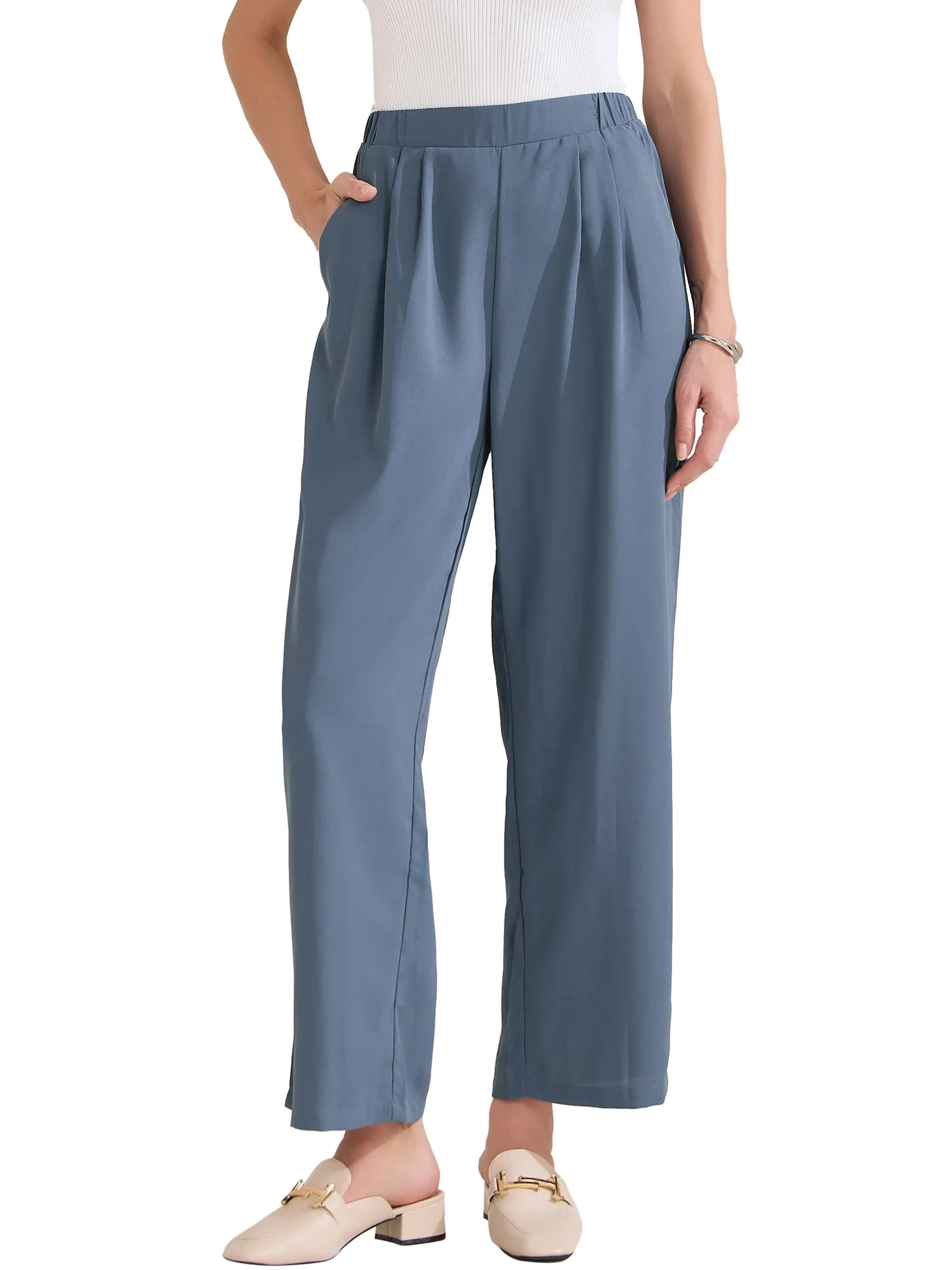 Dressy Casual Wide Leg Pocketed Business Work Suit Pants sold by Allegra K product image thumbnail 5