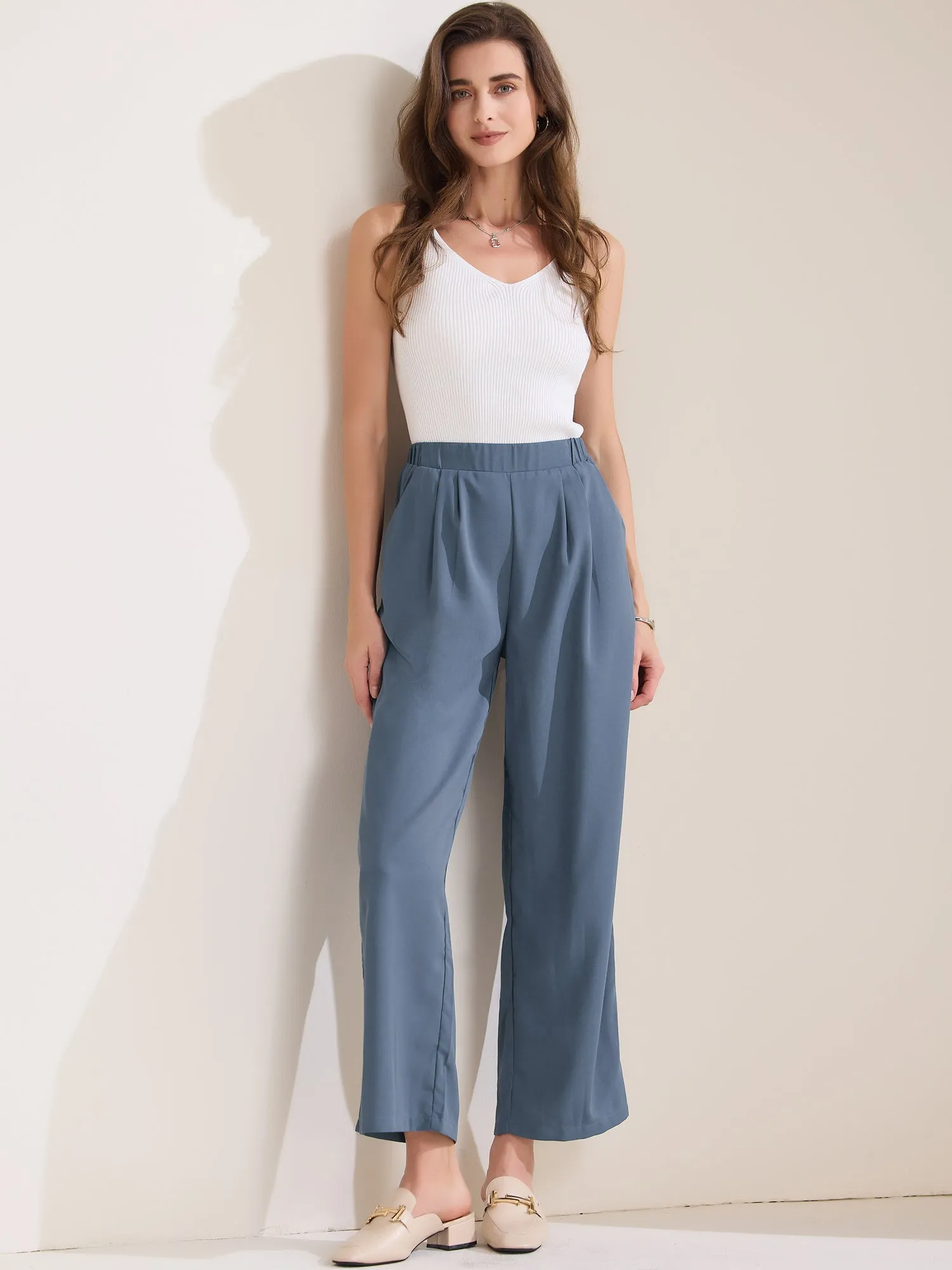 Dressy Casual Wide Leg Pocketed Business Work Suit Pants sold by Allegra K product image thumbnail 2