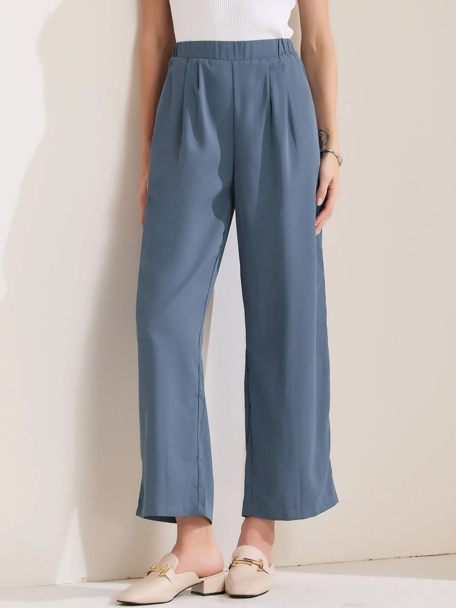 Dressy Casual Wide Leg Pocketed Business Work Suit Pants sold by Allegra K