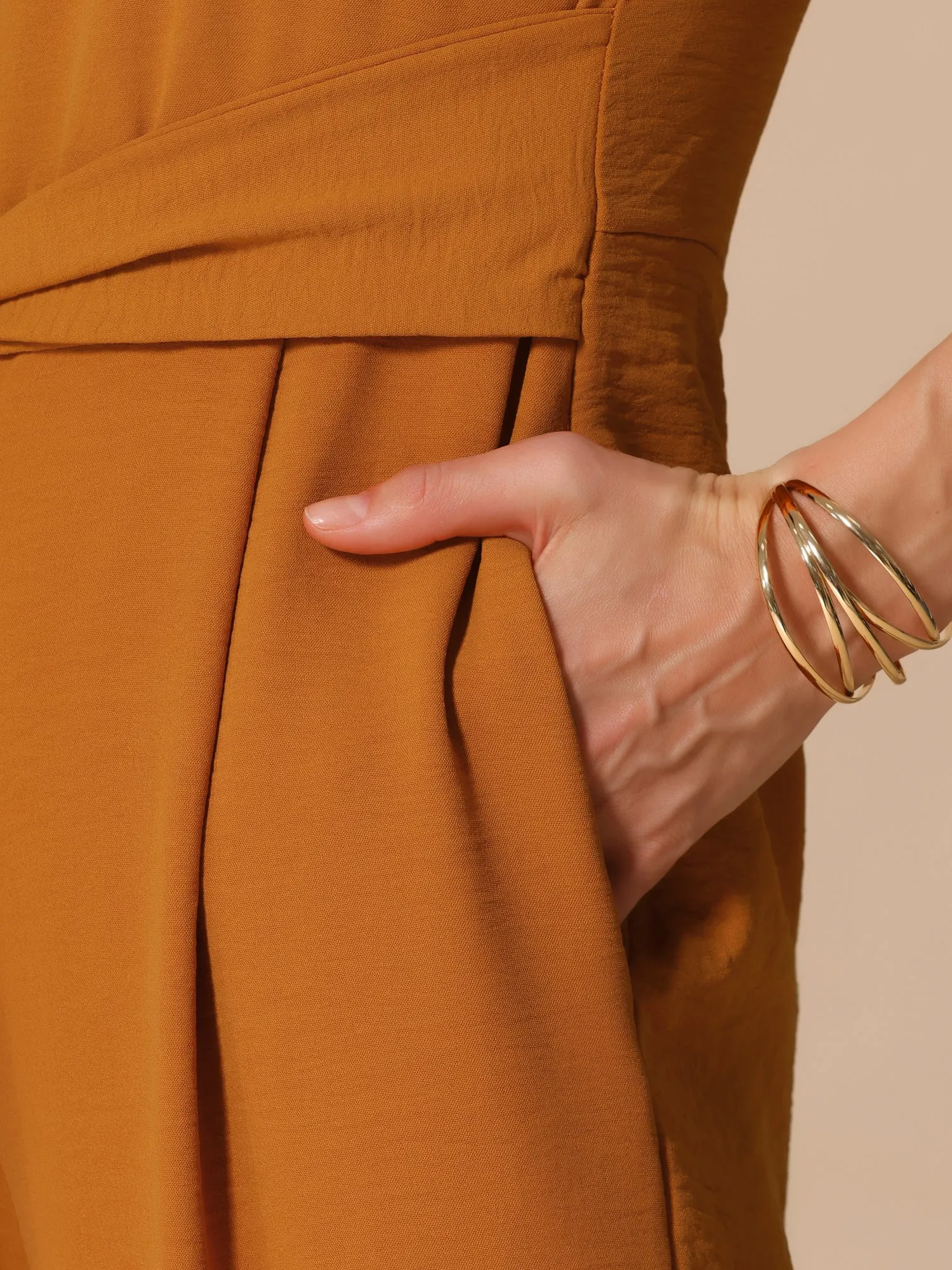 V Neck Sleeveless Lace-Up Pocketed Wide Leg Jumpsuit sold by Allegra K product image thumbnail 4