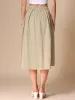 A-Line Elastic Waist Button Front Pocketed Midi Skirt sold by Allegra K