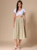 A-Line Elastic Waist Button Front Pocketed Midi Skirt sold by Allegra K