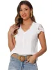 Lace Short Sleeve Textured Casual Blouse sold by Allegra K
