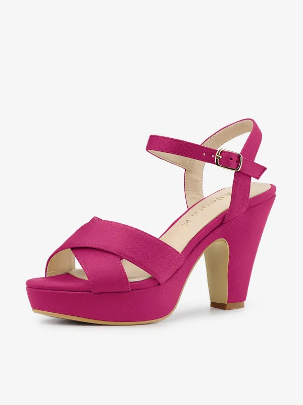 Ankle Strap Platform Chunky Heel Slingback Sandals sold by Allegra K