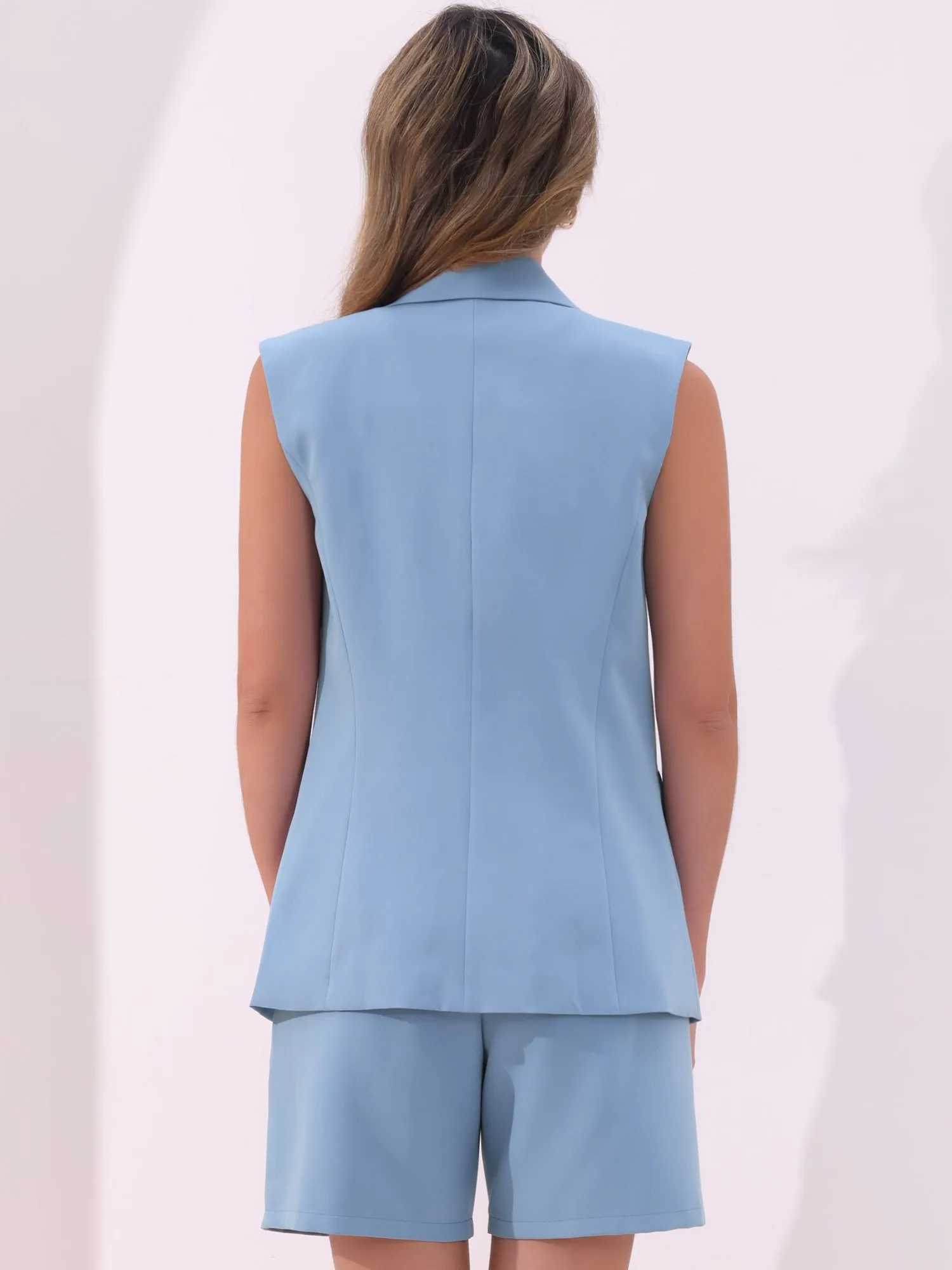 2 Pieces Double Breasted Sleeveless Blazer & Shorts Sets sold by Allegra K product image thumbnail 3