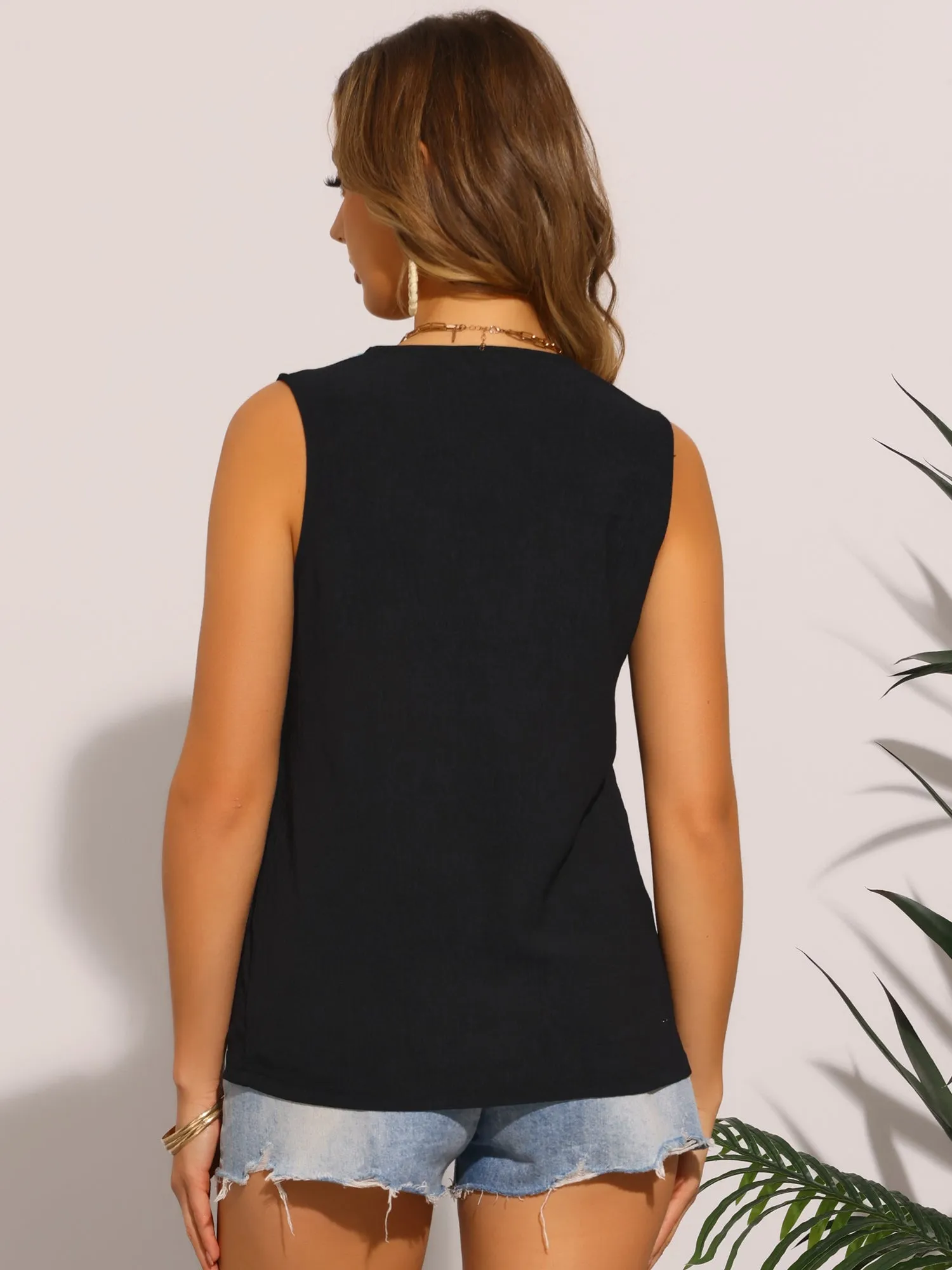 Sleeveless V Neck Casual Summer Floral Tops sold by Allegra K product image thumbnail 3