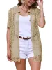 Button Down Summer Short Sleeve Crochet Swimsuit Cover Ups sold by Allegra K