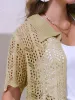 Button Down Summer Short Sleeve Crochet Swimsuit Cover Ups sold by Allegra K