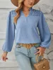 Vintage-Chic Swiss Dots Smocked Puff Long Sleeves Office Blouse sold by Allegra K