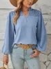 Vintage-Chic Swiss Dots Smocked Puff Long Sleeves Office Blouse sold by Allegra K