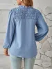 Vintage-Chic Swiss Dots Smocked Puff Long Sleeves Office Blouse sold by Allegra K