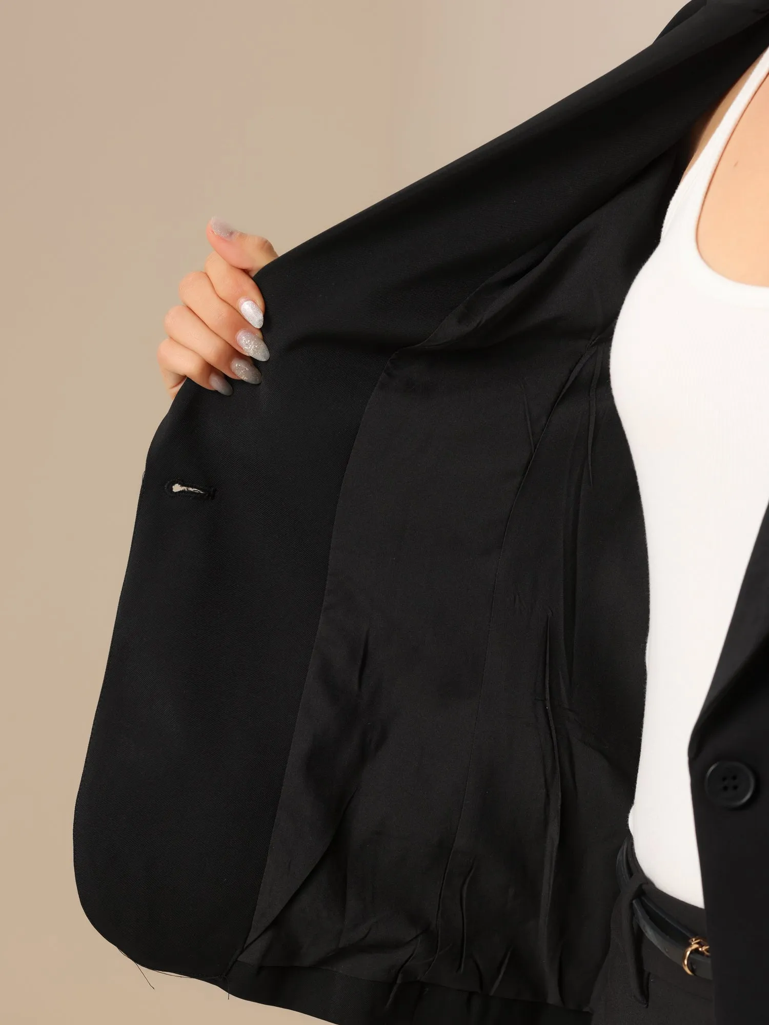 3/4 Sleeves One Buttoned Solid Color Blazer sold by Allegra K product image thumbnail 4