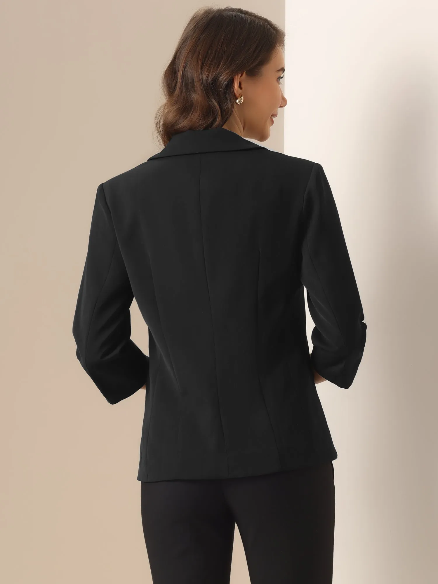 3/4 Sleeves One Buttoned Solid Color Blazer sold by Allegra K product image thumbnail 2