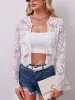 Lace Long Sleeves Open Front Cropped Shrug sold by Allegra K