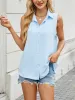 Solid Color Lapel Button Down Chiffon Top sold by Allegra K