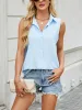 Solid Color Lapel Button Down Chiffon Top sold by Allegra K