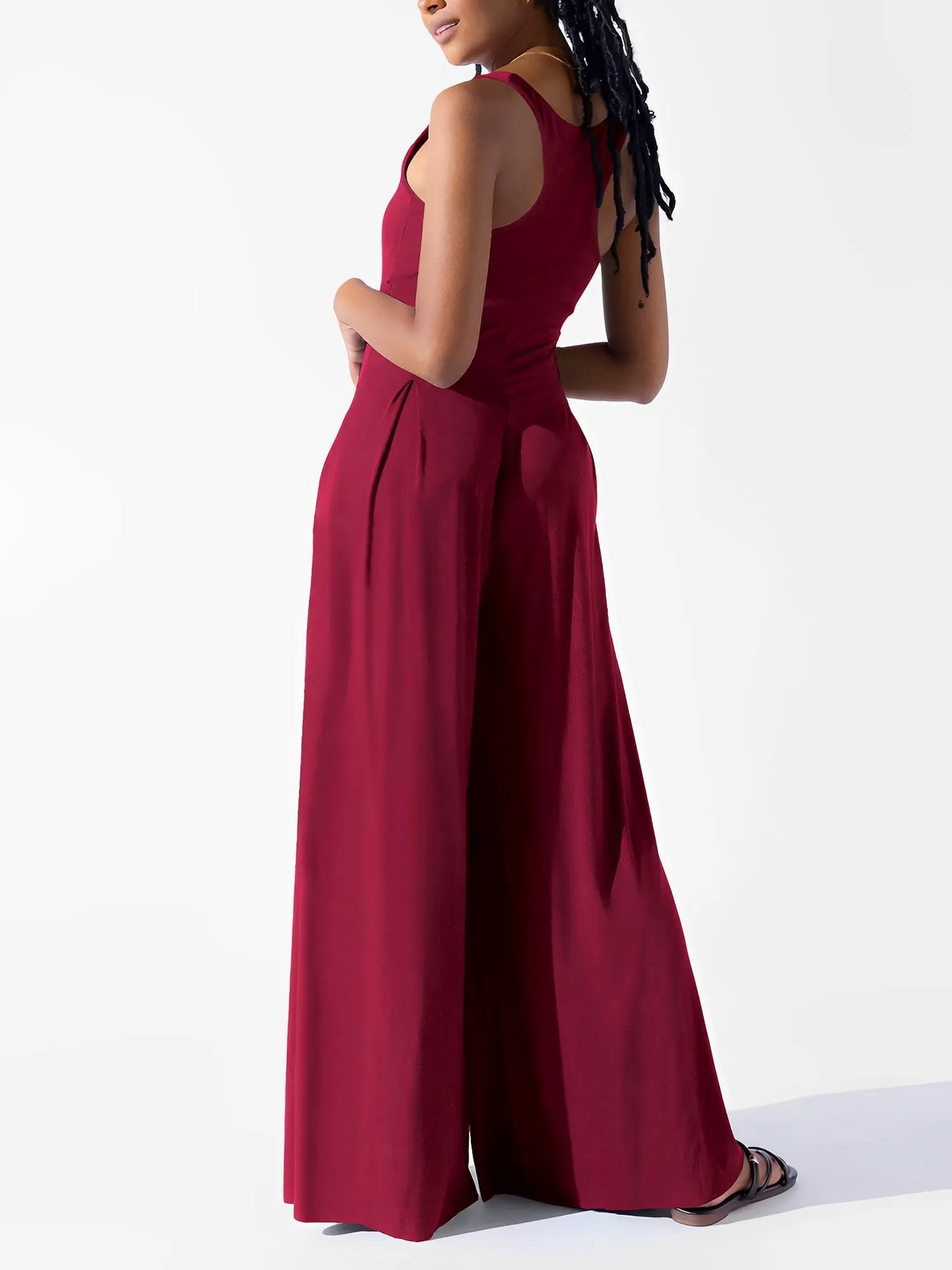 Solid Color Square Neck Sleeveless Wide Leg Jumpsuits sold by Allegra K product image thumbnail 2
