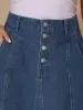 High Waisted Frayed Pocketed Long Denim Jean Skirt sold by Allegra K