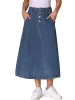 High Waisted Frayed Pocketed Long Denim Jean Skirt sold by Allegra K