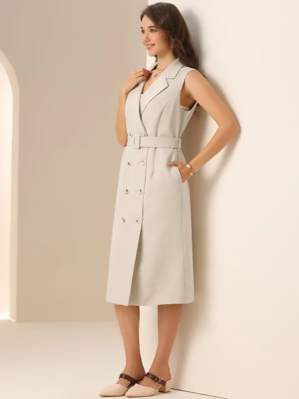 Sleeveless Notched Lapel Belted Blazer Dress sold by Allegra K