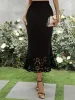 Solid Color Hollowed Out Fishtail Midi Skirt sold by Allegra K