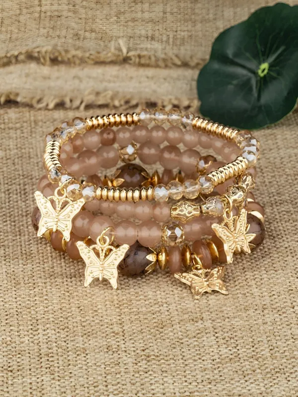 Bohemian Multi-Layered Beaded Butterfly Pendant Bracelets sold by Allegra K