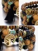 Bohemian Style Multi-Layered Wooden Beaded Bracelet sold by Allegra K