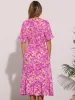 Floral Ruffled Hem Short Sleeve Smock Midi Dress sold by Allegra K