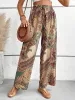 Paisley Floral Boho Elastic Waist Wide Leg Pants sold by Allegra K