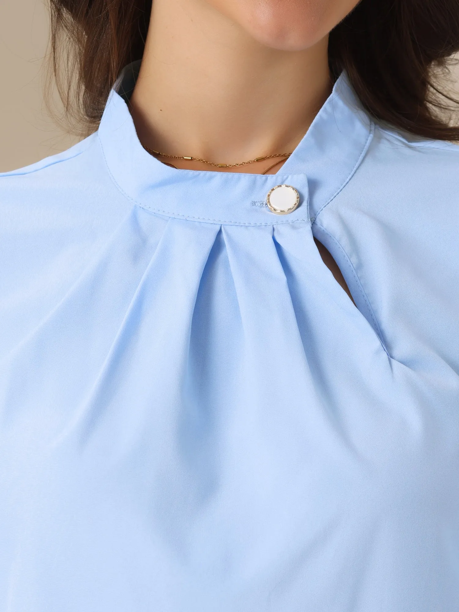 Mock Neck Ruched Front 3/4 Sleeves Blouses sold by Allegra K product image thumbnail 4