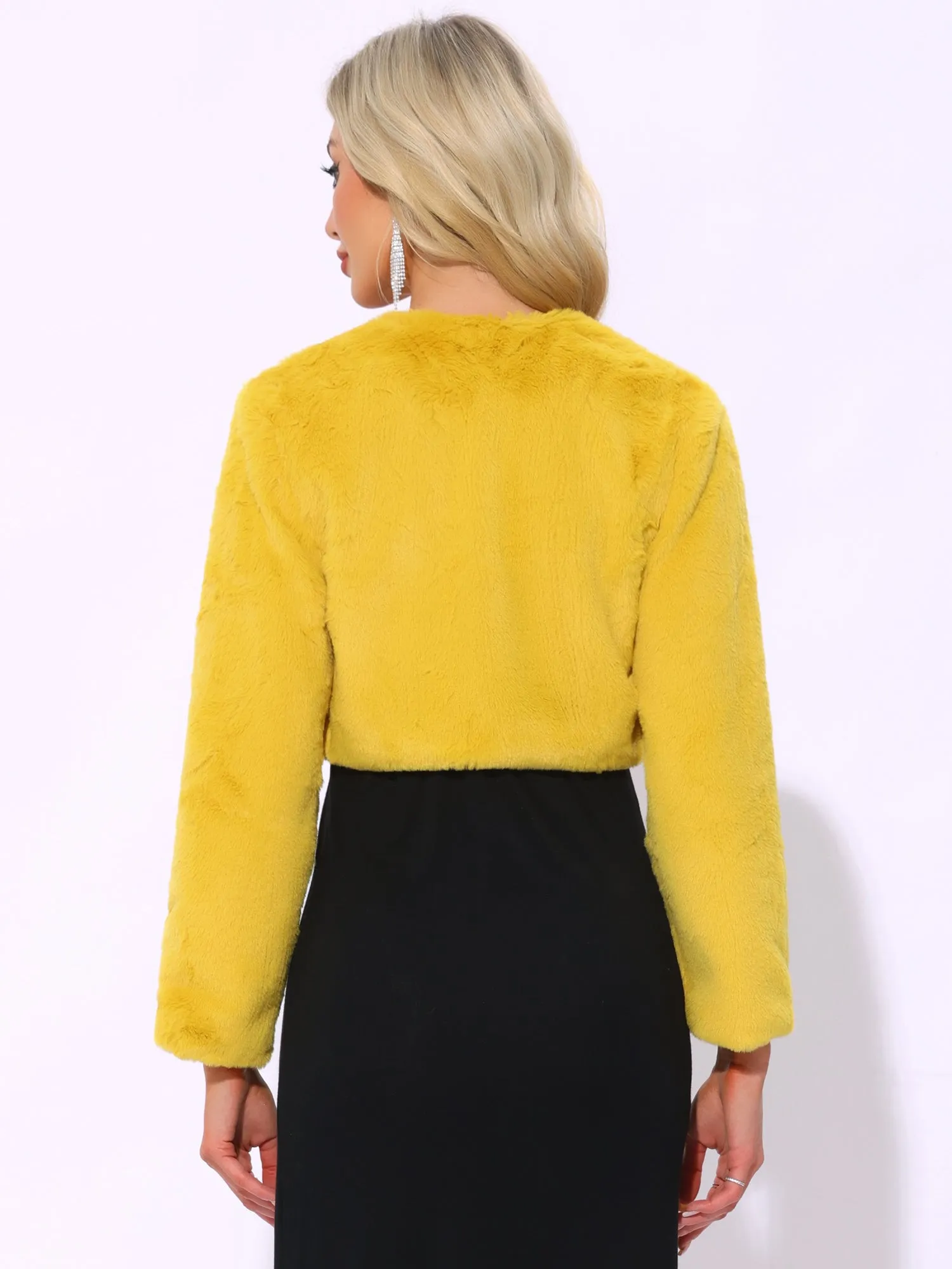 Evening Open Front Bolero Faux Fur Shrug Cropped Jacket sold by Allegra K product image thumbnail 3