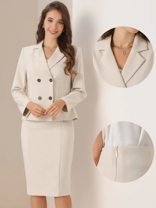 2 Pieces Long Sleeve Work Outfits Blazer and Pencil Skirt Suit Set sold by Allegra K