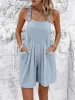 Buttoned Straps Pleated Pocketed Casual Rompers sold by Allegra K