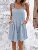 Buttoned Straps Pleated Pocketed Casual Rompers sold by Allegra K