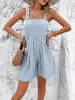 Buttoned Straps Pleated Pocketed Casual Rompers sold by Allegra K