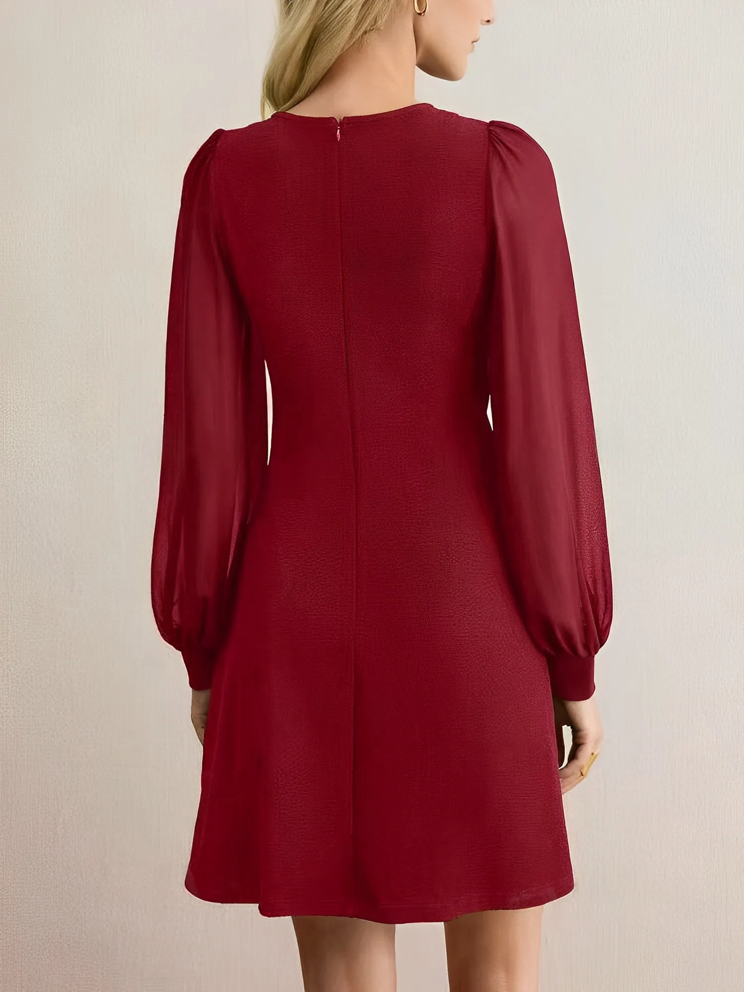 Classic Round Neck with Timeless Button Front Long Sleeve A-Line Casual Dress sold by Allegra K product image thumbnail 3