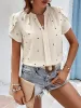 Notch Neck Heart Print Short Sleeves Blouse sold by Allegra K