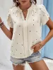 Notch Neck Heart Print Short Sleeves Blouse sold by Allegra K