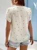 Notch Neck Heart Print Short Sleeves Blouse sold by Allegra K