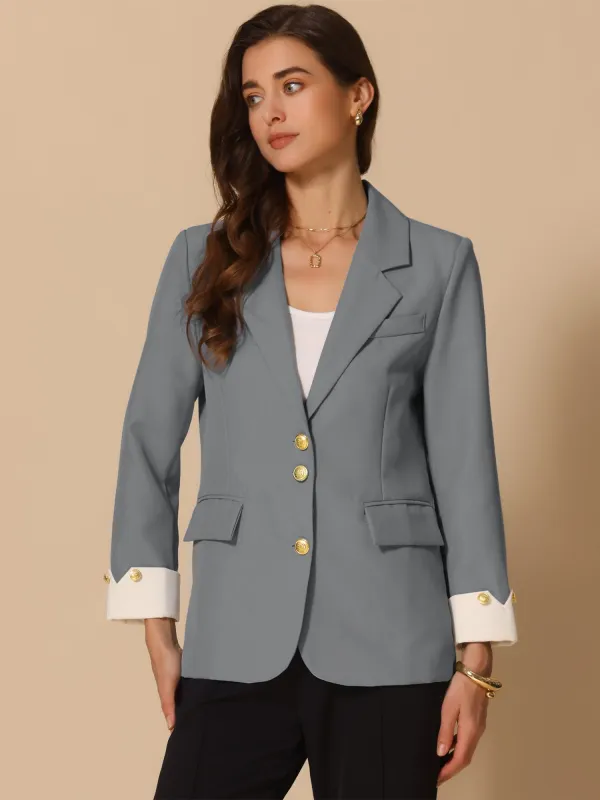 Notched Lapel Long Sleeve Buttoned Blazer sold by Allegra K