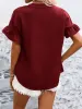 Ruffled Short Sleeve Button Solid Color Casual Blouse sold by Allegra K