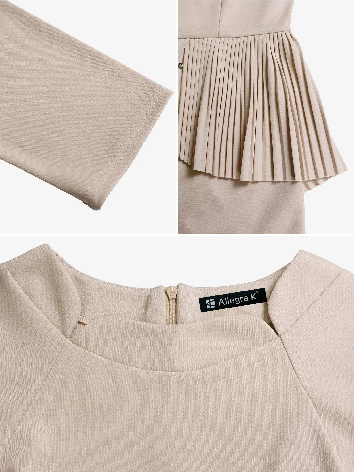 Classic Slim Fit Solid Color Short Sleeves Belted Midi Sheath Work Dress sold by Allegra K product image thumbnail 4